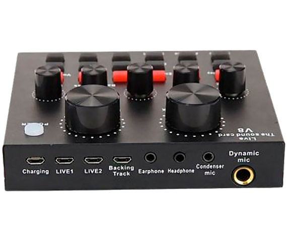 Зовнішня звукова карта адаптер аудіоінтерфейс Bluetooth Live Sound Card V8 USB-гарнітура для мікрофона чорний (7635_389) | Зображення 4