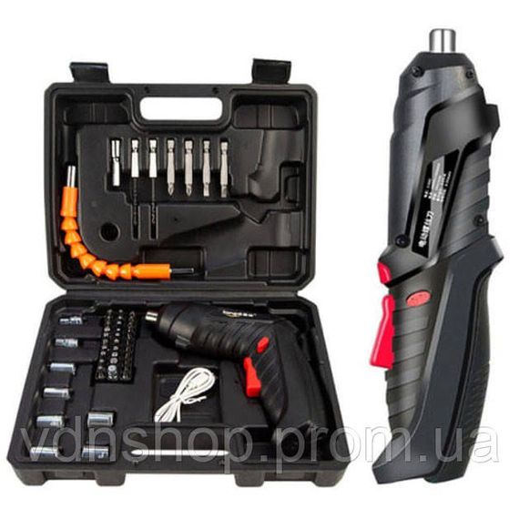 Шуруповерт аккумуляторный с насадками 47 предметов в кейсе отвертка аккумуляторная в чемодане CN-98 | Зображення 6