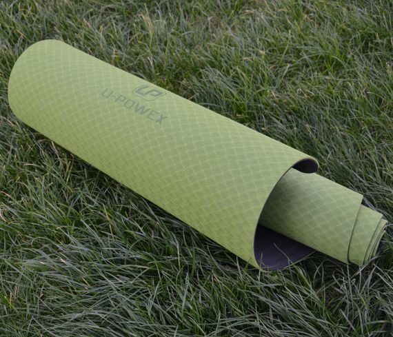 Килимок для йоги та фітнесу U-POWEX TPE Yoga mat Green/Black (183х61х0.6) | Зображення 8