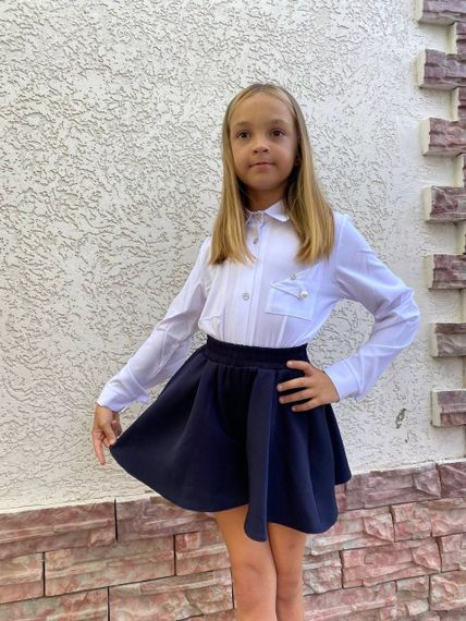 Дитяча шкільна спідниця-шорти на дівчинку колір темно-синій розмір 146, SBR132