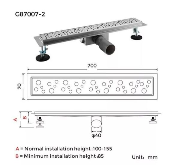 Душовий трап Gappo 70х700 мм, нержавіюча сталь G87007-2 | Зображення 7