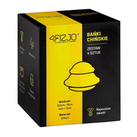 Вакуумні масажні банки 4FIZJO силіконові для тіла (китайські/атницелюлітні банки) 4 шт 4FJ0234 (P-5907739312341) | Зображення 1