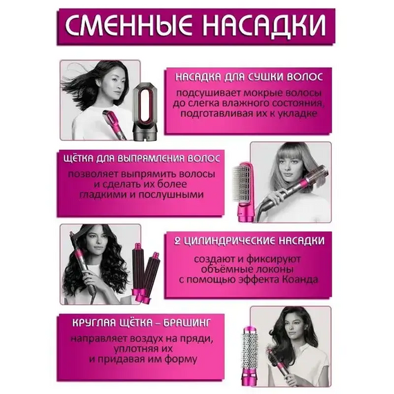 Фен із насадками для укладання волосся 5в1, Професійний стайлер із п'ятьма насадками DYSON   знижка | Зображення 8