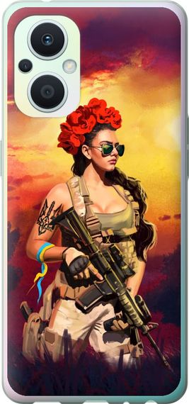 Чехол на Oppo Reno8 Lite Украинка с оружием "5316u-2755-17620"