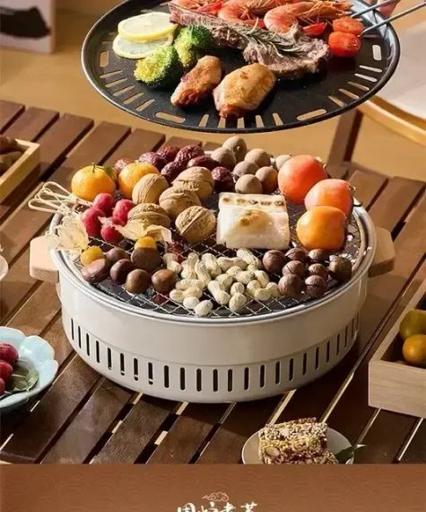 Гриль для барбекю бездимний з гратами 30×30×11,5 см / Портативна вугільна піч для кемпінгу та саду | Зображення 2