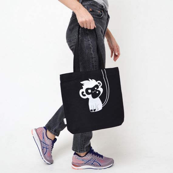 Экосумка шоппер 4Profi "Monkey" Діагональ (хлопок) чорна  14875 | Зображення 1