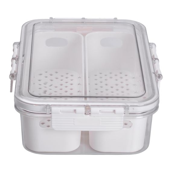 Контейнер для їжі з 2 відсіками 23.5х17х7 см судок для їжі пластиковий 1.4 л Білий HP-27-11 | Зображення 5