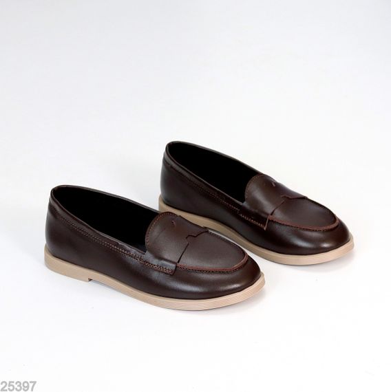 Зручні шоколадні туфлі лофери натуральна шкіра в асортименті | Зображення 1