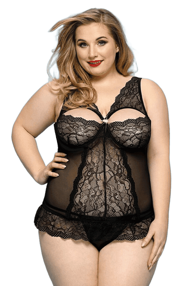 Корсет и стринги JSY «Скромница Брук» Черный Plus Size (XL/2XL/3XL)