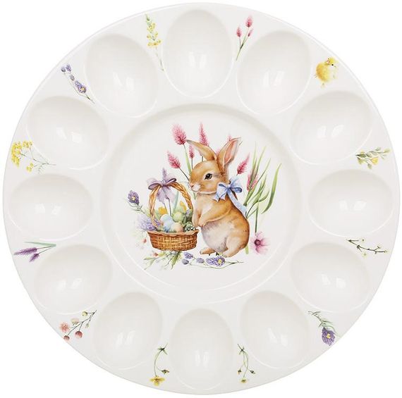 Блюдо порцелянове "Easter Melody" (Кролик) Ø27см для 12ти яєць і паски (великоднє блюдо)