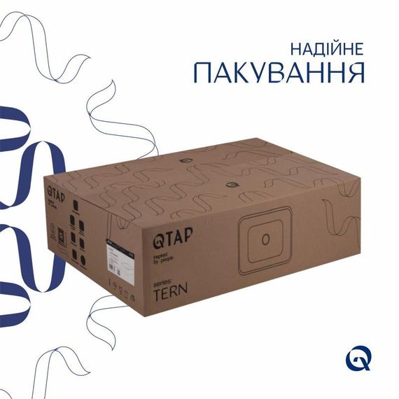 Комплект Qtap Tern: Раковина накладна прямокутна 480х370х135 мм White + Донний клапан PU02 | Зображення 4