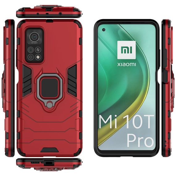 Ударостійкий чохол Transformer Ring for Magnet для Xiaomi Mi 10T/Mi 10T Pro TPU+PC, Кольцо-держатель, Красный / Dante Red | Зображення 2