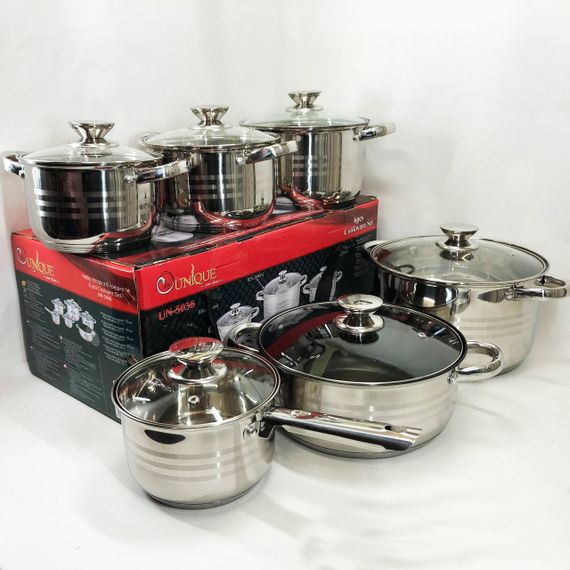 Набор посуды UNIQUE UN-5036 из нержавеющей стали с толстым 5-ти слойным дном. | Зображення 1