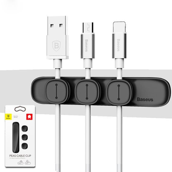 Магнитный держатель для кабелей Baseus Peas Cable Clip - Black (ACWDJ-01) | Зображення 1