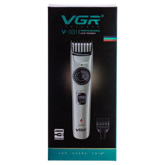 Машинка для стрижки волосся та бороди  на акумуляторі з насадками Золотистий VGR V-031 | Зображення 9