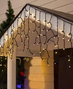 Гірлянда зовнішня ICICLE "бахрома" 100 LED 5м*0,7м, теплий білий, чорний дріт