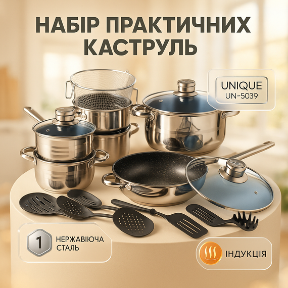Набір антипригарних каструль з кришкою, Набір каструль з антипригарним покриттям, Хороші каструлі UA-50
