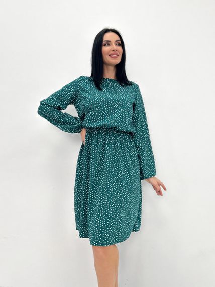 Женское легкое платье в горошек из софта GF08576 цвет зеленый, размер 42/44 | Зображення 1