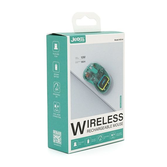 Миша бездротова JEDEL WD141T-G, 1200, 2.4 GHz+Bluetooth 5.0, 3.7V 300mAh, Type-C заряджання. 109x60x32 мм. 69 р. | Зображення 1