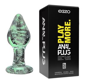 Анальний плаг зі скла, що світиться EGZO EAP-R (довжина 7.2 см, діаметр 2.8 см ) Sex Aura