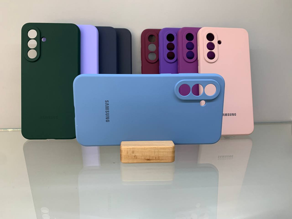 Samsung A56 Протиударний чохол з логотипом софт тач голубий