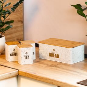 Набор для хранения продуктов 4 штуки с бамбуковыми крышками, белый