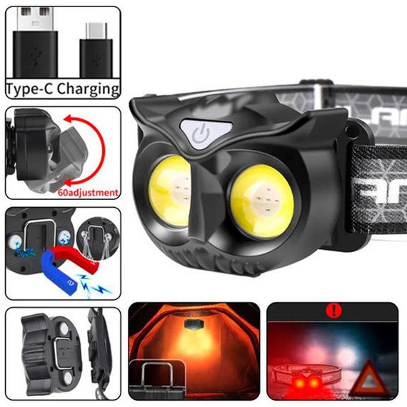 Ліхтар налобний WT208 2COB, PF-413 білий, червоний | Зображення 4