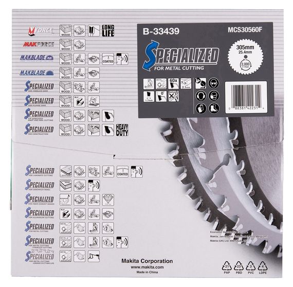 Диск пильный по металлу 305х25.4 мм 60T Makita TCT SPECIALIZED B-33439 | Зображення 5