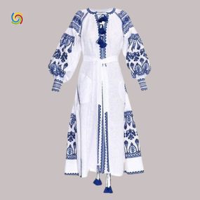 Платье Украинская вышиванка  444289109 цвет белый размер L/XL