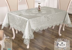 Велюрова скатертина Selin Asya 160х350 Кремова