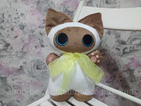 Плюшевая игрушка сиамский котенок гав белый коричневый подарок для ребенка 30 см 4601