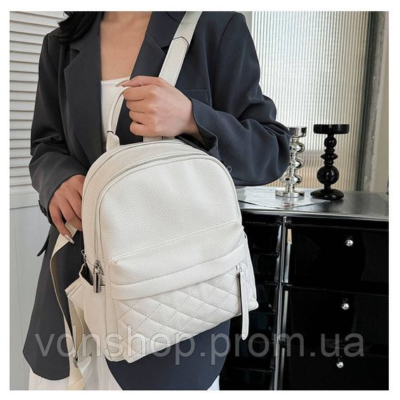 Жіночий шкіряний наплічник міський 35х26х17, рюкзак з натуральної шкіри, білий | Зображення 5