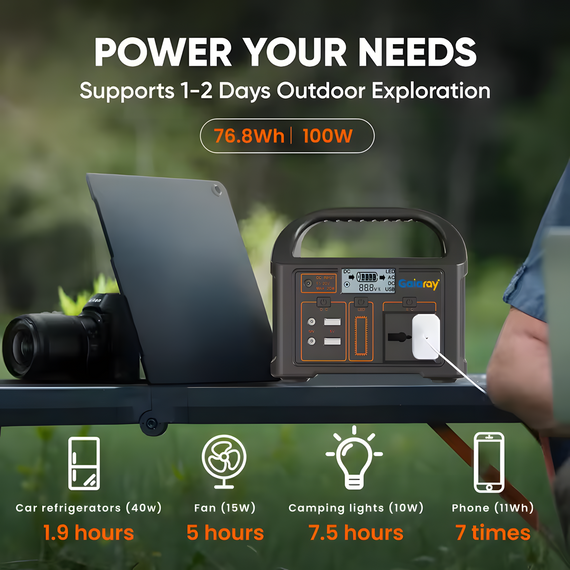Портативна зарядна станція Gaiaray 100W 76.8Wh LiFePO4 з ліхтариком | Зображення 6