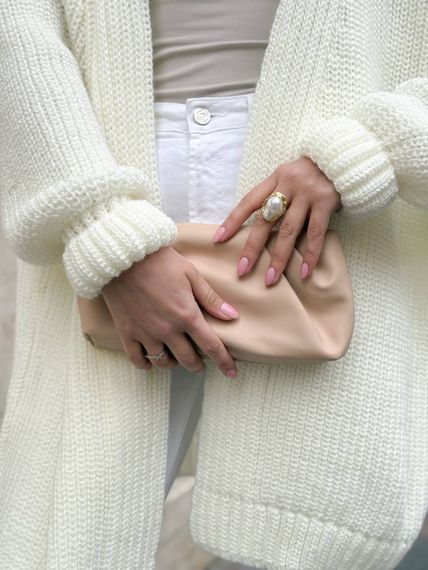 Женский вязаный теплый кардиган оверсайз цвет молочный размер onesize 44-54   ML5009 | Зображення 2