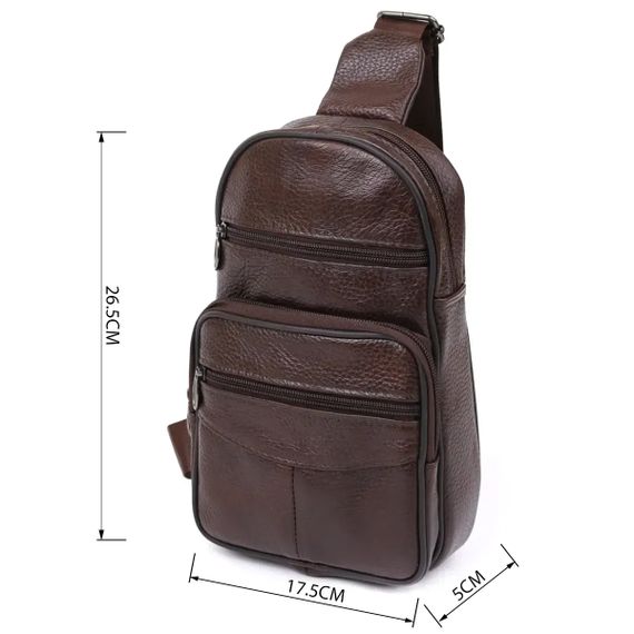 Стильна чоловіча шкіряна сумка слінг,середнього розміру з якісної італійської шкіри у фірмовій упаковці | Зображення 3