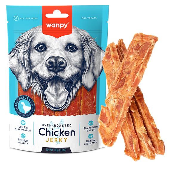 Ласощі для собак Wanpy Chicken Jerky Steaks смужки курячого філе 100 гр