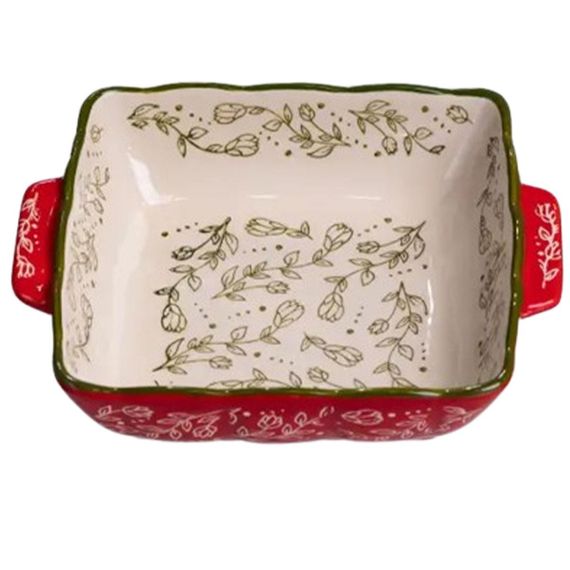 Форма для запекания Vintage600 мл квадратная с ручками Красная HM04-13 | Зображення 1