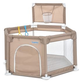 Дитячий манеж MR 1340-BG, бежевий, з баскетбольним кільцем