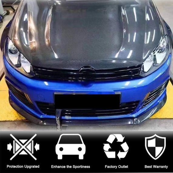 Накладка на передній бампер Lip V2 (для R HB 2010-2013, Карбон) для Volkswagen Golf 6 рр | Зображення 1