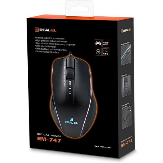 Мишка REAL-EL RM-747 Black | Зображення 6