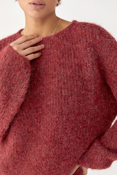 Мохерова кофта вільного фасону - бордо цвет, ONE SIZE (є розміри) | Зображення 3