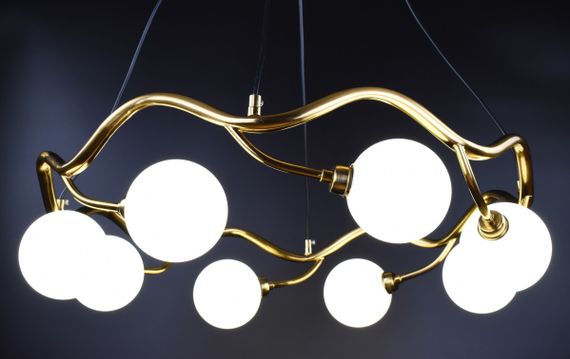 Люстра підвісна на 8 лампочок 26856 Латунь 40-140х65х65 см. | Зображення 2