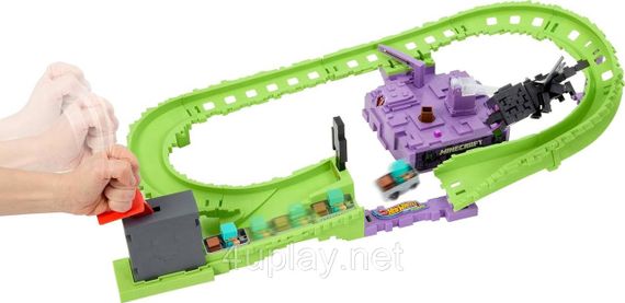 Трек Hot Wheels RacerVerse Minecraft зі Стівом в алмазній броні та Драконом Енду‌ | Зображення 2