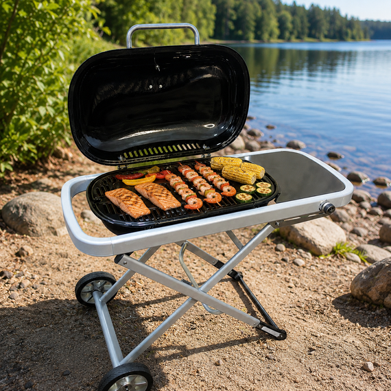 Газовий гриль Weber Traveler 100 х 45 х 80 см / Портативний газовий гриль / Барбекю для природи | Зображення 1