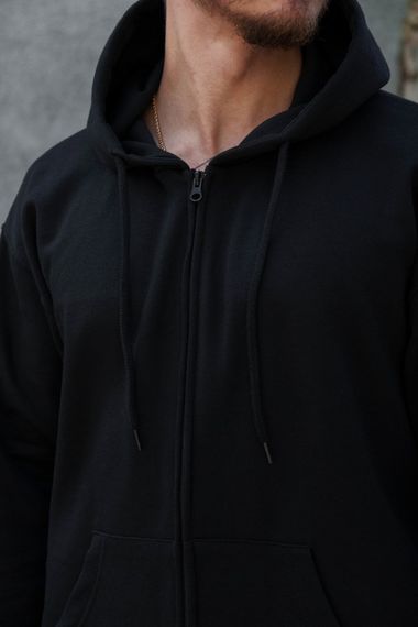 Утеплене зіп худі на флісі зіпер з принтом Streetwear Without Kane Black | Зображення 3