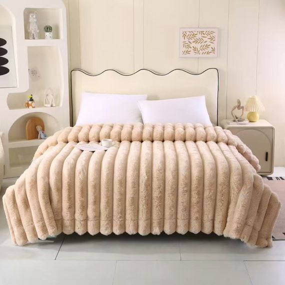 Плед Dushka Home Шиншила в полоску 21770 200х230 см бежевый