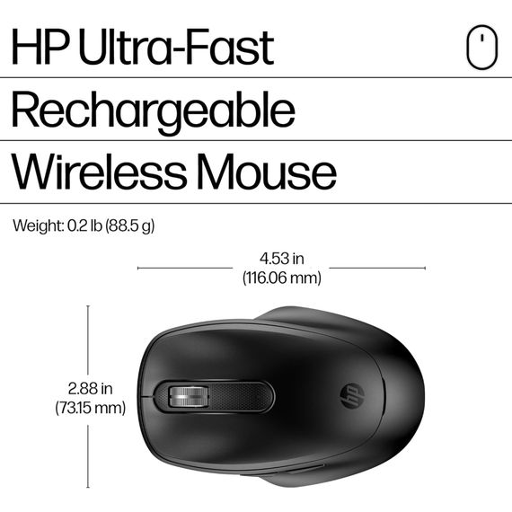 Мишка HP 510 Ultra-Fast Rechargeable Wireless Black (9C2F6AA) | Зображення 7