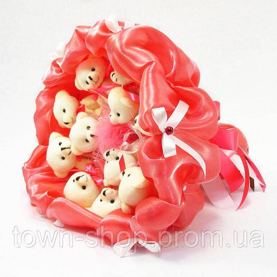 Букет из мягких игрушек 11 мишек 5284IT коралловый