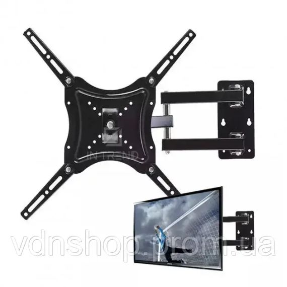 Кронштейн для телевизора HDL-117B-2 Чёрный настенный крепеж диагональю 14" - 55" держатель для плазмы до 50 кг | Зображення 3
