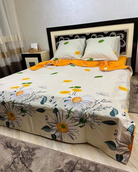 Комплект постельного белья Soft евро 200х220 см ромашки | Зображення 1